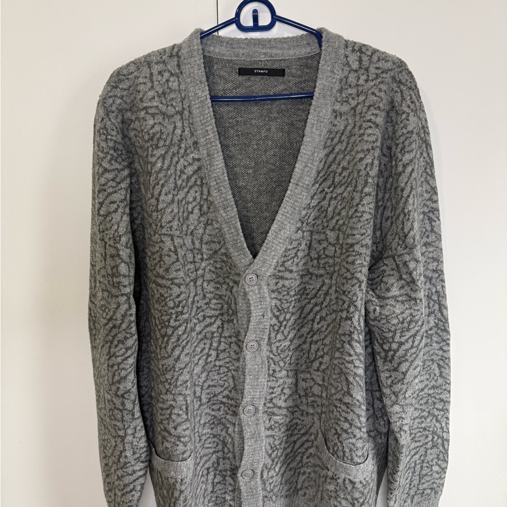 Stampd Men's Patterned Gray Button-Up Cardigan - image 1